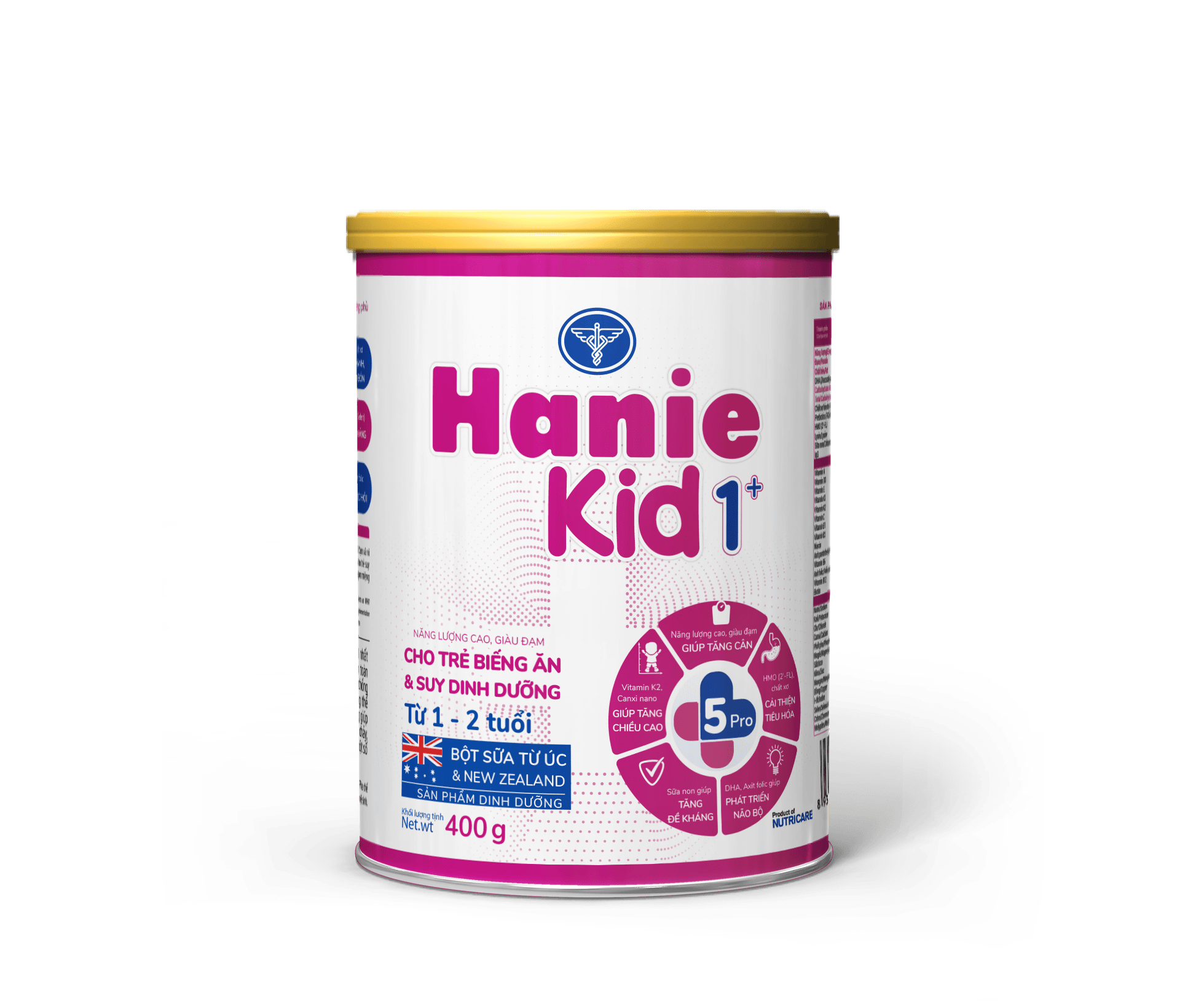 Hanie Kid là công thức sản phẩm dinh dưỡng đạt 100%; theo khuyến nghị của Tổ chức Y tế Thế giới dành cho trẻ nhẹ cân, thấp còi từ 0-10 tuổi.