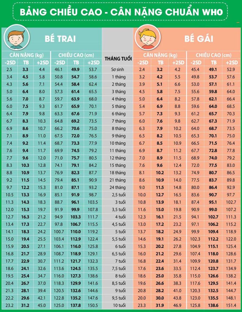 Tổng quan về chiều cao của bé trong các độ tuổi